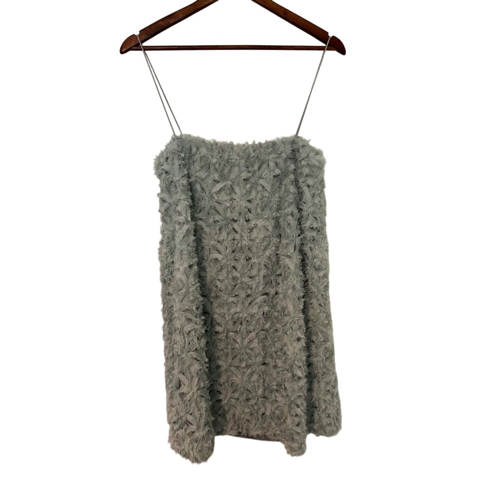 Sunday in Brooklyn Dress Womens L blue Green Excellent Eyelash‎ Fringe Mini